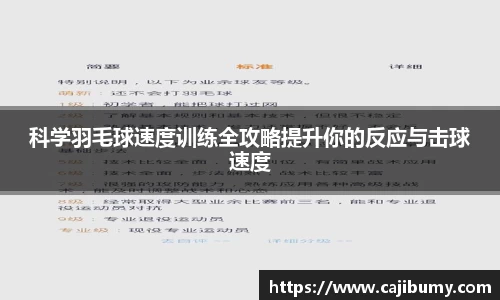 科学羽毛球速度训练全攻略提升你的反应与击球速度